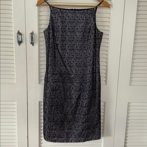 Jones New York Black Patterned Midi Dress